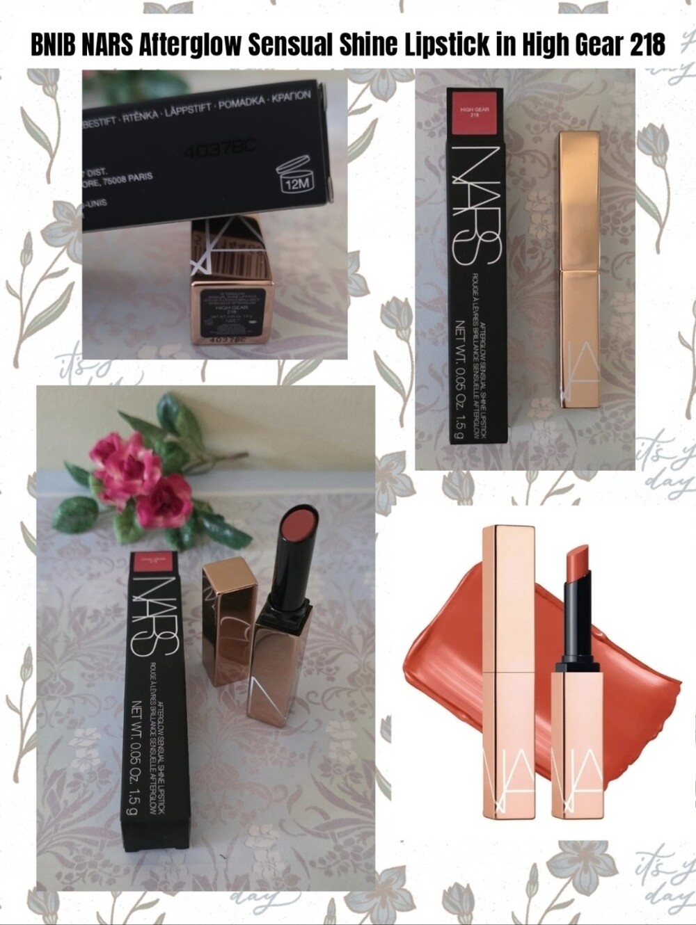 NARS Afterglow Sensual Shine Lipstick in High Gear (Peach Coral)